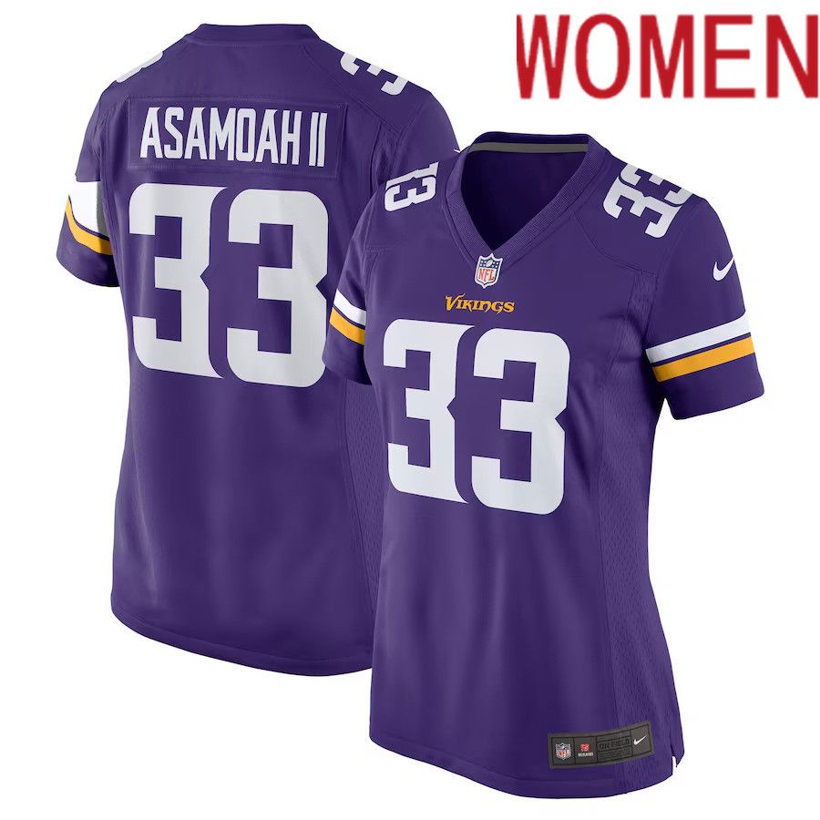 Women Minnesota Vikings 33 Brian Asamoah Nike Purple Player Game NFL Jersey